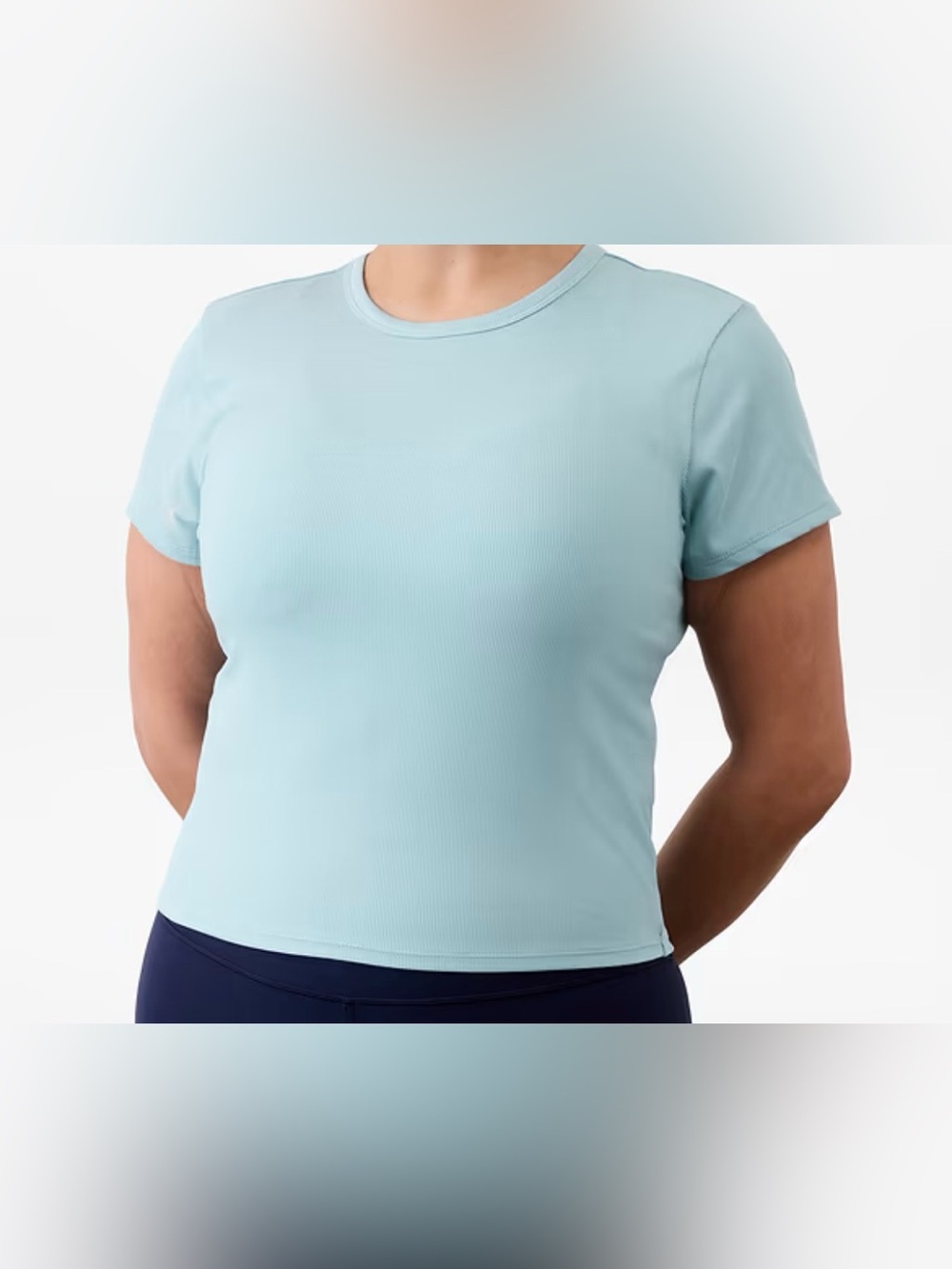 Athleta Waterloo Blue Short Sleeve Crop Tee